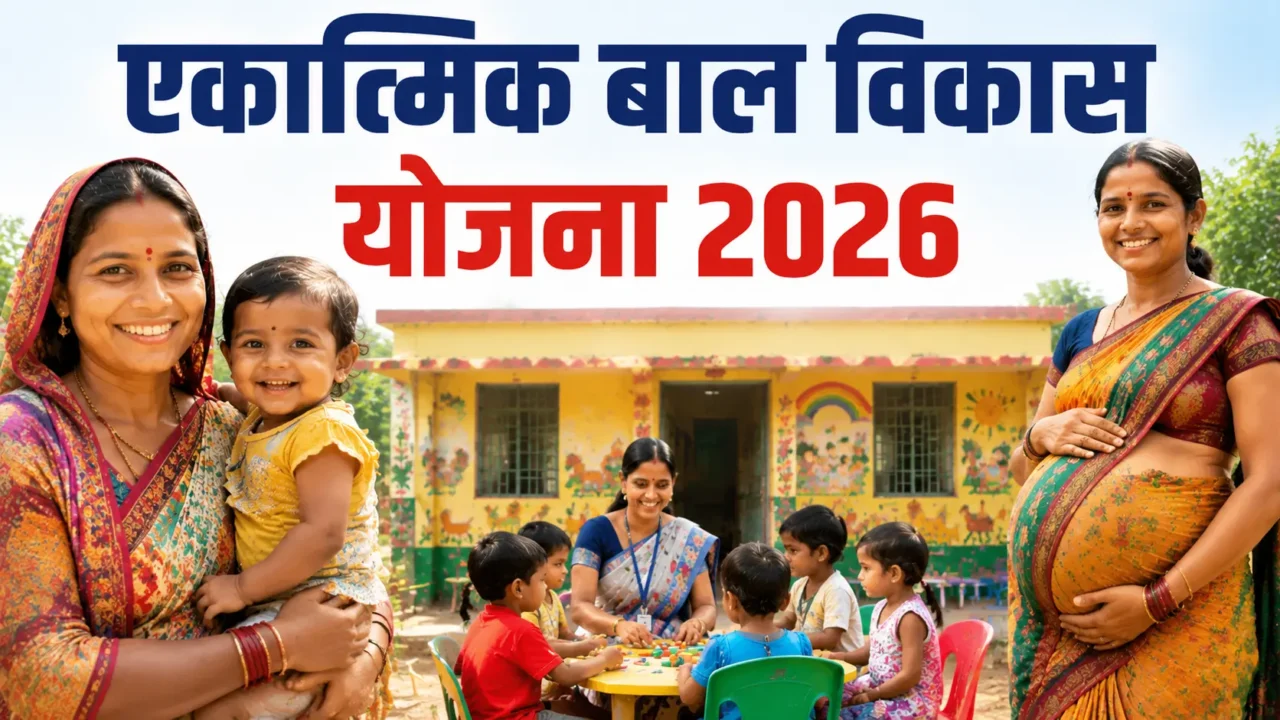 Integrated Child Development Services (ICDS) Scheme 2026 with Anganwadi worker, mother and child in Maharashtra