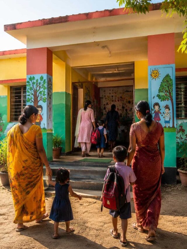 Children and Anganwadi worker at an ICDS center under Integrated Child Development Services Scheme 2026