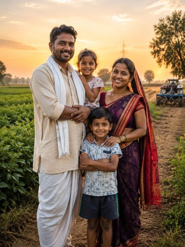 Farmer and family benefiting from Karmaveer Dadasaheb Gaikwad Sabalikaran Yojana