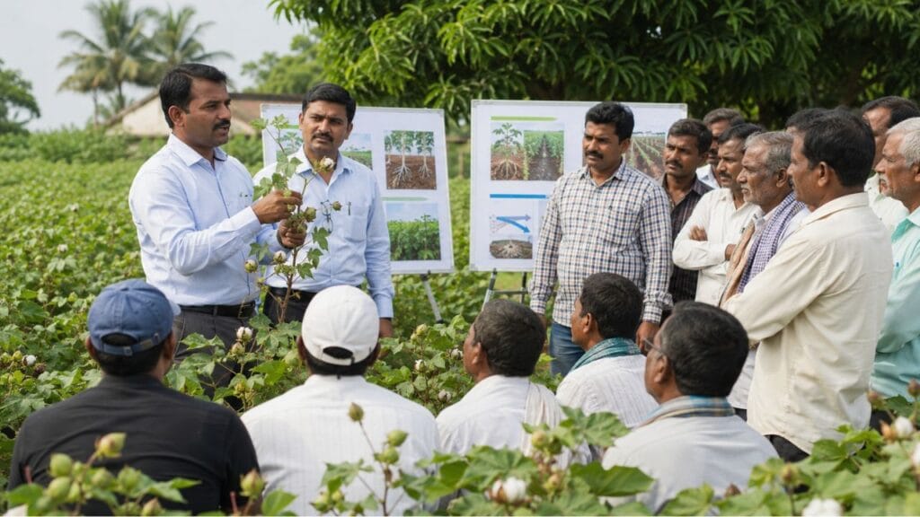 Kapus Kranti Yojana 2026 Cotton farmers attending modern agriculture training program